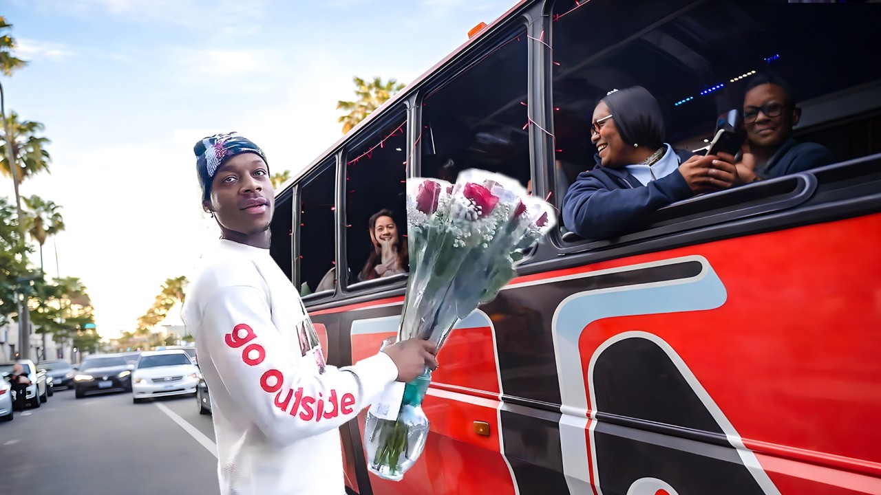 Tylil SURPRISES A Celebrity Tour Bus With Roses On Valentine’s Day! ❤️