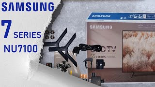 مراجعة الكاملة لشاشة سامسونج NU7100 سمارت 4k ورسيفر داخلي | unbox samsung tv Model: NU7100