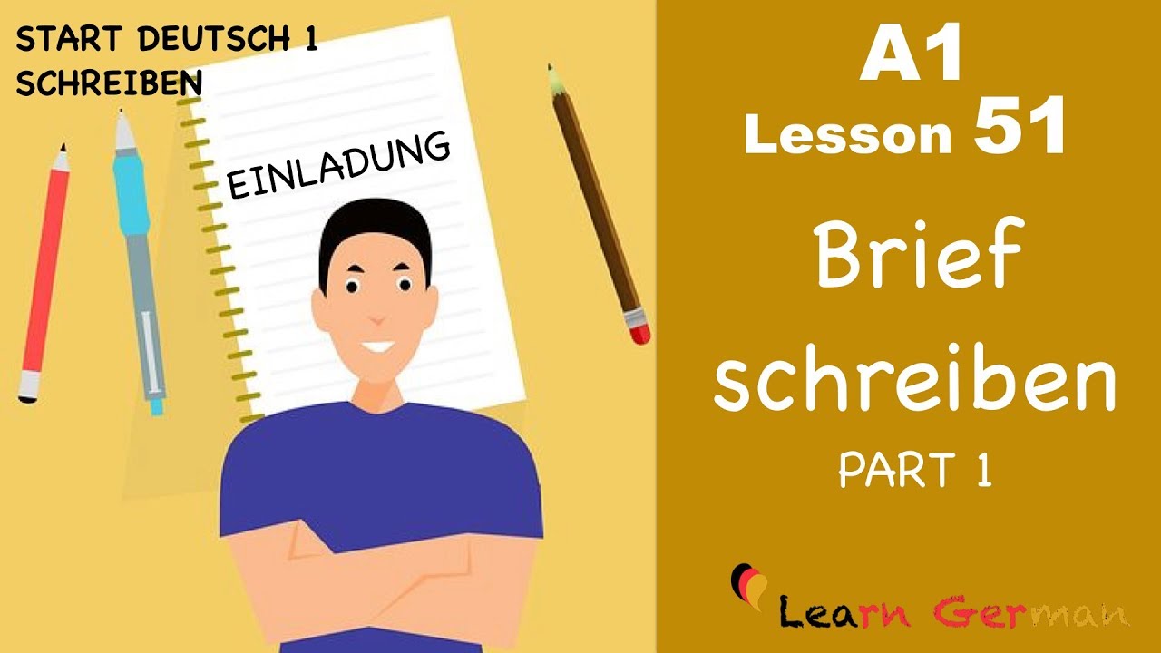 Learn German Brief Schreiben Einladung Letter Writing Invitation A1 Lesson 51 Youtube