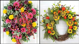 Beautiful Spring Summer Wreath Ideas/Modern Wreath Ideas/Outdoor Flower Wreaths DIY/Floral Wreaths