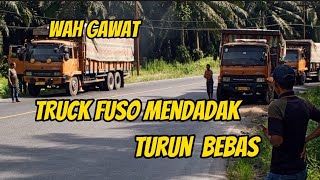 PANAS TERIK TRUCK FUSO MENGALAMI TURUN BEBAS DI BUKIT KODOK