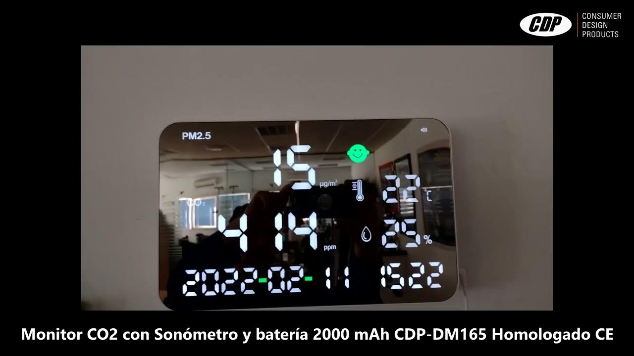 Monitor CO2 con Sonómetro y batería 2000 mAh CDP DM165 Homologado CE 