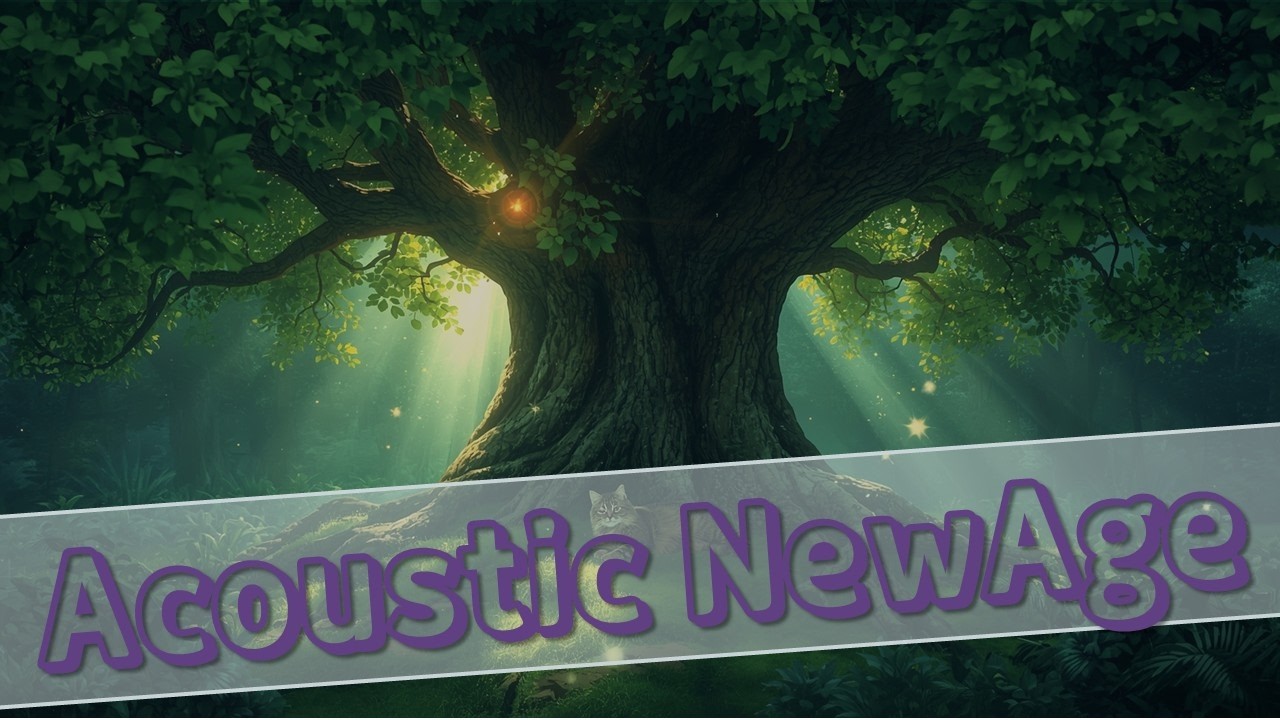 숲속 거대 나무 아래서의 휴식 🌿 평화로운 어쿠스틱 기타 & 고양이 꼬리 살랑임 |  Relaxing Forest Ambience 🌳 Peaceful Acoustic New Age