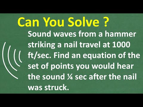 A hammer hits a nail – the sound travels 1000 ft/sec. What equation describes the sound at 1/4 sec?