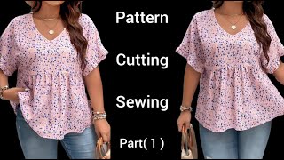 Part 1:✂️ Pattern Making and Cutting for This Stylish Blouse"🧵🪡🧶