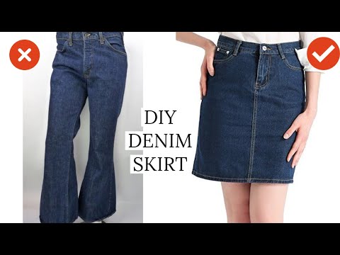 DIY Convert Old Jeans Into Skirt in just 6 MINUTES | Jeans To Skirt |