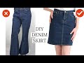 Diy convert old jeans into skirt in just 6 minutes  jeans to skirt 