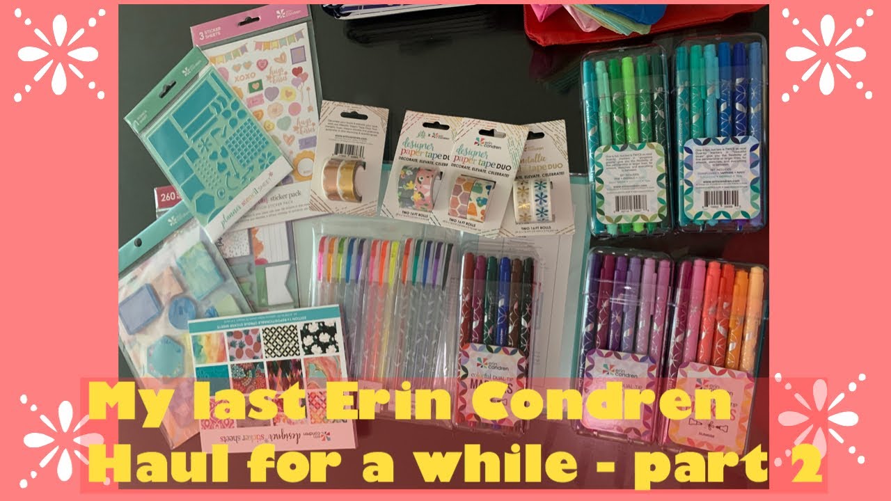 Large Erin condren haul part 2 accessories - pens washi tape post it stencils