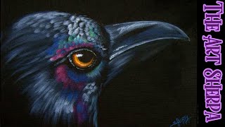 Crow in Black 😈🧙‍♀️🕷 13 Days of Halloween Acrylic painting Tutorial Step by Step