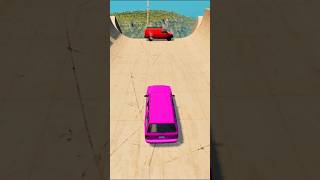Pink Sports Car Vs Red Van 😱 BeamNG.drive | #gaming #shorts #car