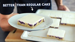 Why are sheet cakes so good? (Healthy Blueberry Lemon Cake)