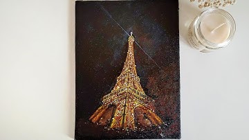 Eiffel Tower Acrylic painting Tutorial/STEP by STEP process #7 #acrylicpainting #art #paintwithme