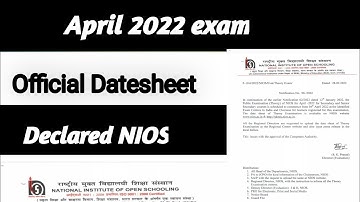 NIOS April 2022 Exam Date Sheet II NIOS  Exam April 2022 Date sheet #NIOS_April_2022_Date_Sheet