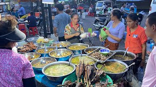 $0.75 Best Dinner at Orussey Market / Cambodian Street Food in the Evening, Phnom Penh City