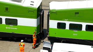 Assembling a GO train in the Willowbrook Yard