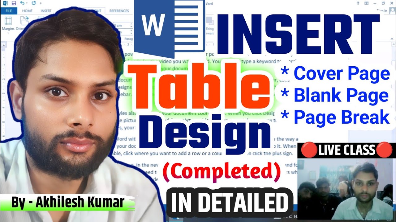 INSERT 👉COVER PAGE 🔥BLANK PAGE 🔥PAGE BREAK 🔥TABLE 👉DESIGN TAB COMPLETE ...