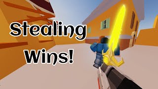 Joining a late match and Stealing Others Wins! (Arsenal Roblox)