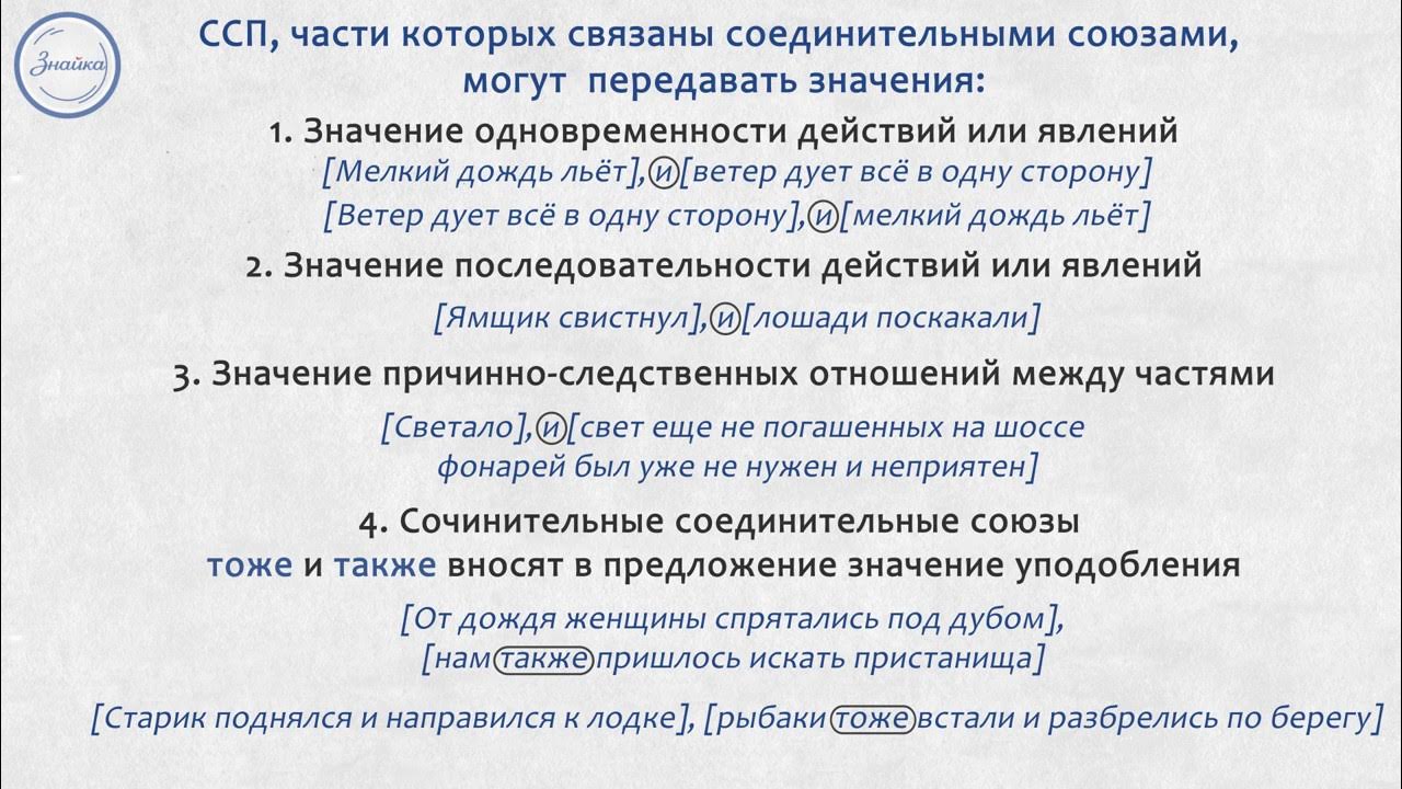 Сложносочиненное предложение это какое предложение примеры