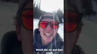 Dad gets air and then crashes in snow