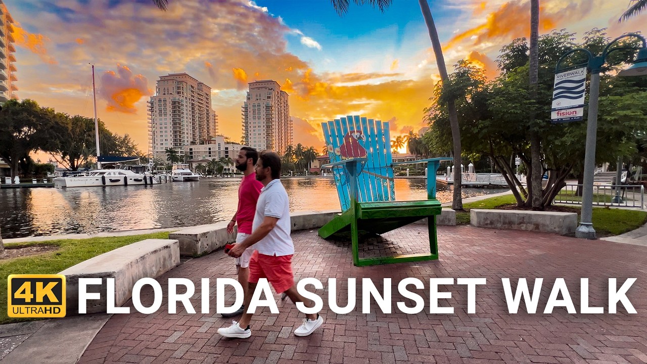 [4K HDR] Florida Walking tour | Fort Lauderdale Riverwalk, Las Olas Boulevard Walking and Boat Tour