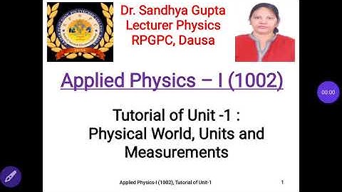 Tutorial of Unit 1(1002) part 2 by Dr. Sandhya Gupta, RPGPC, Dausa