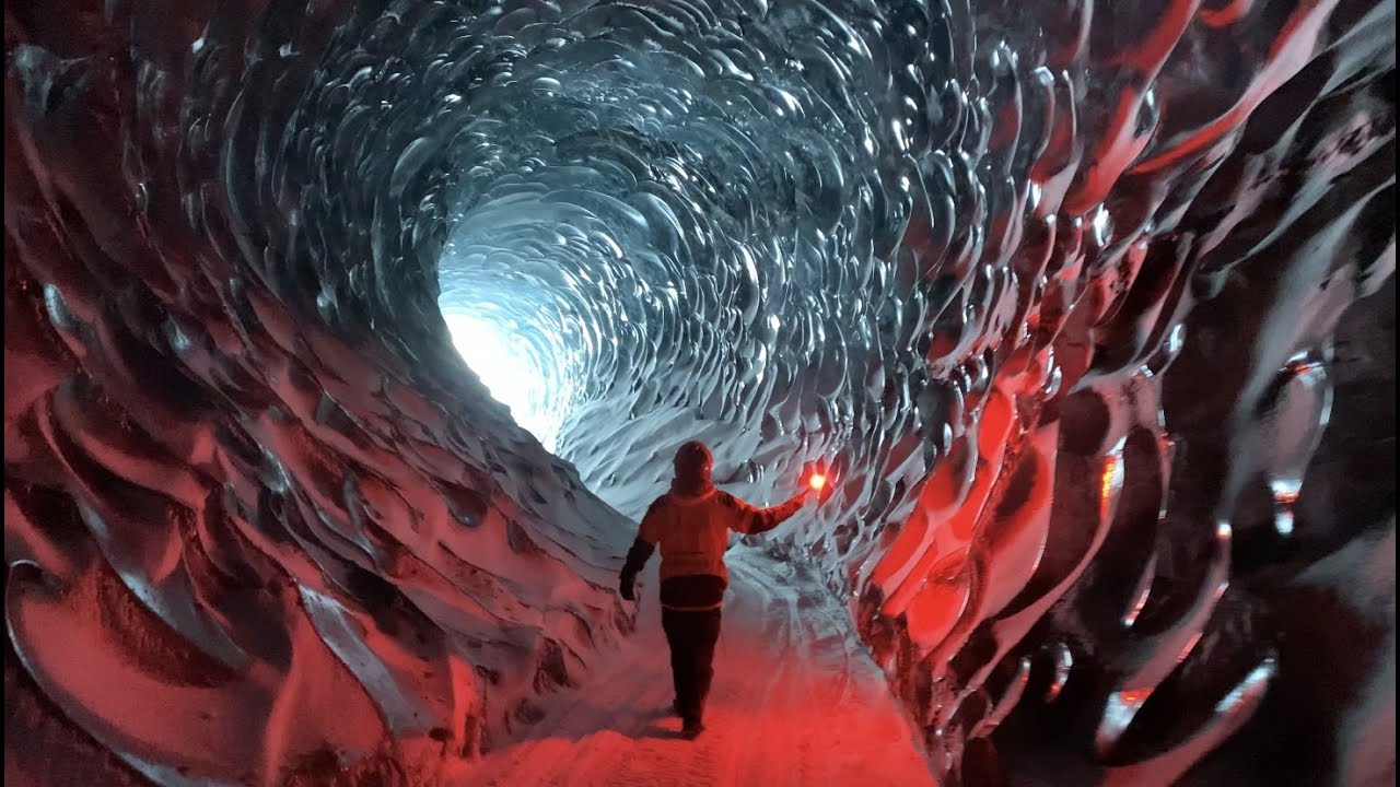 Ice Tunnel In Alaskan Glacier