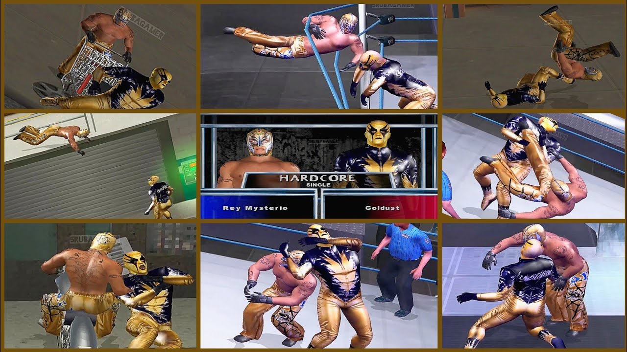 WWE SmackDown here comes the pain Rey Mysterio vs Goldust hardcore match PS2 1080p 60fps gameplay