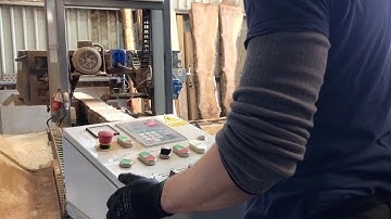 Real time processing of a larch log to be 18mm waney edge cladding!