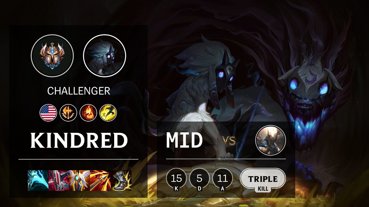 Kindred Mid vs Pantheon - NA Challenger Patch 11.9
