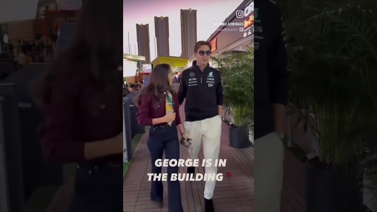 George Russell & gf Carmen in Mercedes Hospitality 