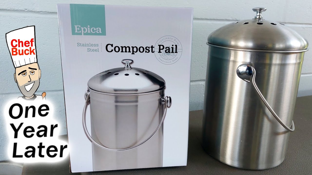 SHCKE Compost Bin Stainless Steel Kitchen Compost Bucket for