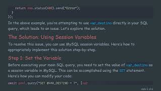 Using Variables in MySQL Select Queries with Node.js: A Comprehensive Guide