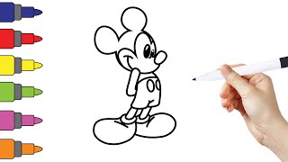How To Draw & Coloring Mickey Mouse Easy ||Learn to Drawing, Coloring & Painting for Kids & Toddlers