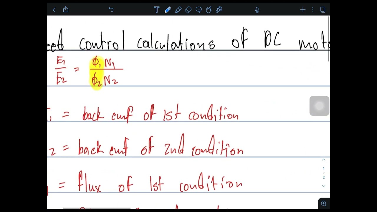 Electrotechnics N6 speed control of DC motor calculations