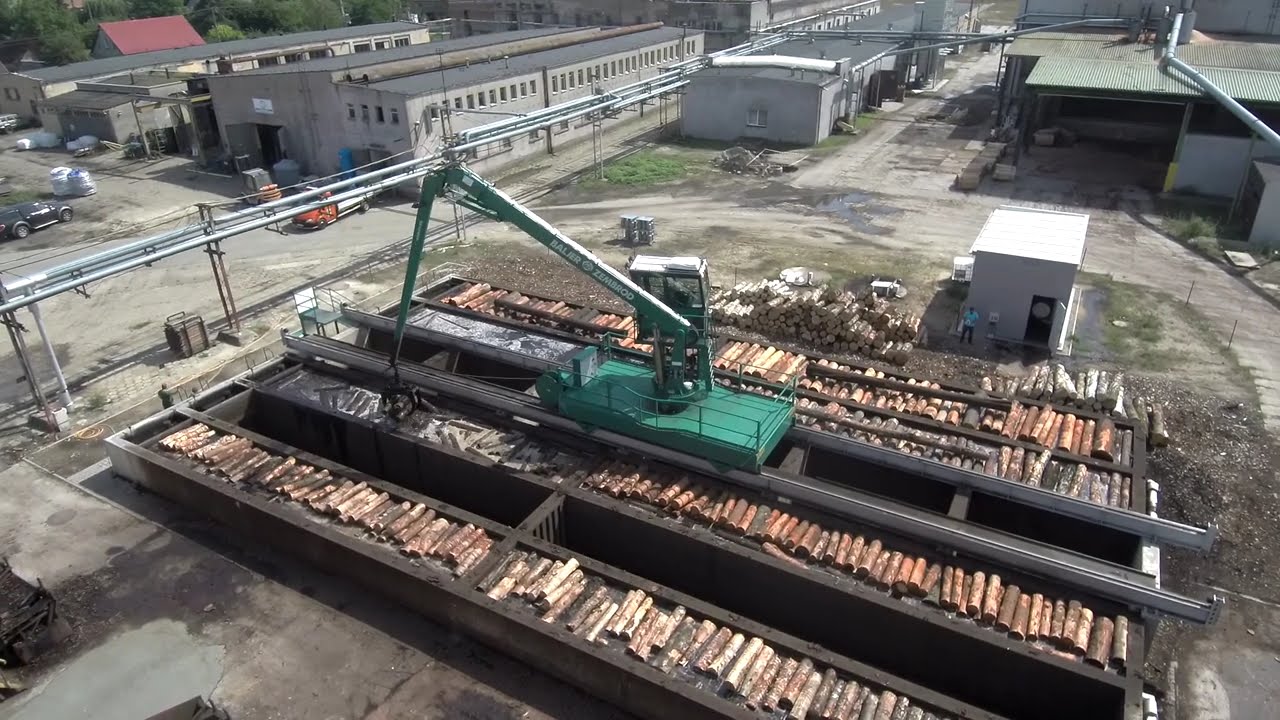 Rundholzumschlagwagen (RUW) im Furnierwerk - RUW at veneer plant