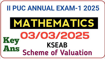 Maths key answer 2025| 2nd puc maths annual exam 2025