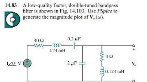 A low-quality factor, double-tuned bandpass filter is shown in Fig. Use PSpice to generate the magni