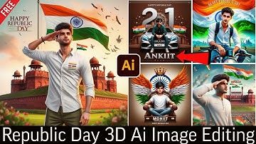 How to Create Republic Day 3D Ai images||26 January 3D image editing || bing image creator#bing
