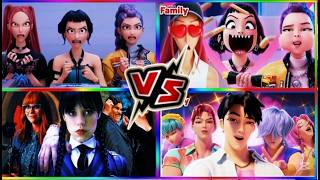 👉 😱 Wednesday Addams DESTROYS Saja Boys &amp; K-Pop Demon Hunters?! 💀 Coffin Dance Battle part 1