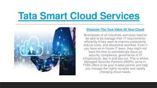 Tata Smart Cloud Solution and Services Provider in India