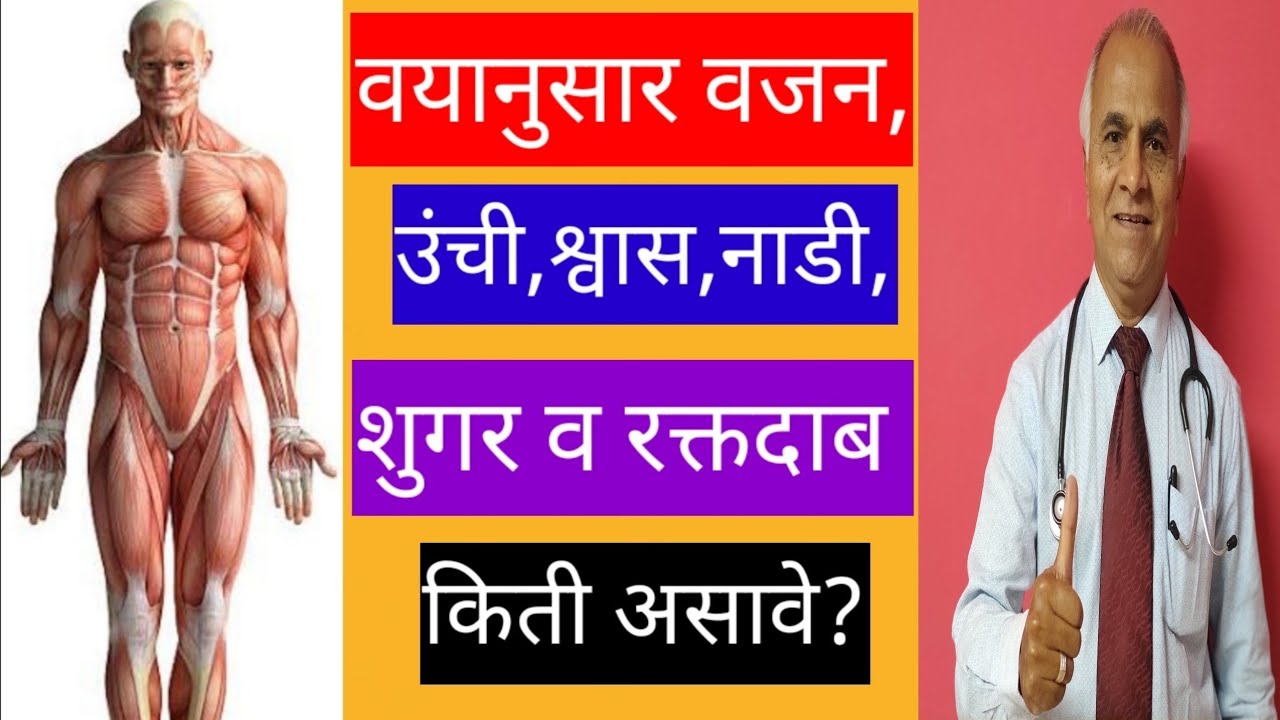 वयानुसार वजन,उंची,श्वास,नाडी, शुगर व रक्तदाब किती असावे?||1427||@drramjawale #healthylife