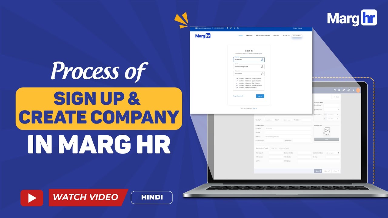 Process of Sign up & Create Company in MARG HR [Hindi] - YouTube