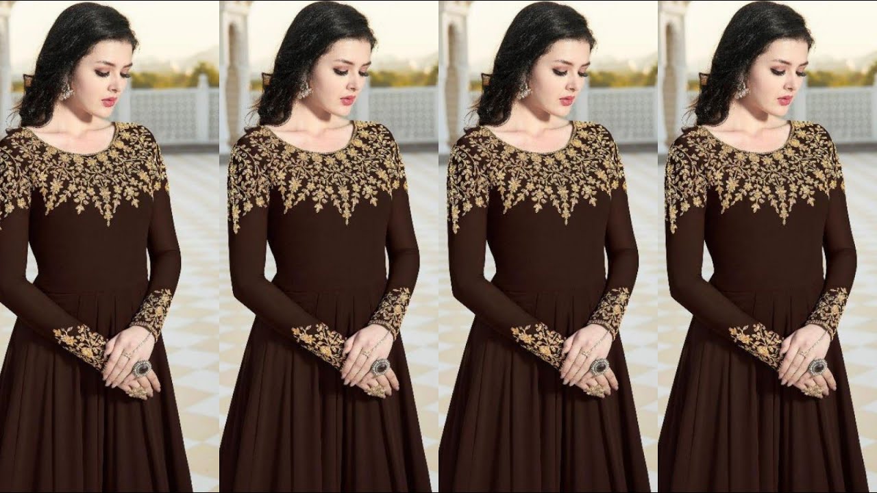 Coffee Brown Heavy Embroidered Suit Set – Zari Banaras