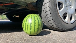 Crushing Crunchy & Soft Things by Car!   EXPERIMENT: MINI WATERMELON VS CAR screenshot 2