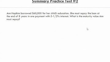 Math for Business and Applications   Ch 10 Summary Practice Test 1 to 2