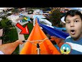 Riding cycle in waterpark crazy escape