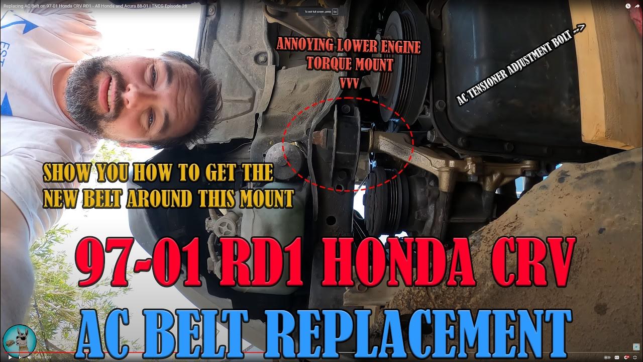 Replacing AC Belt on 9701 Honda CRV RD1 All Honda and Acura 8801