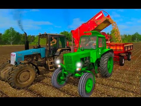 Farming Simulator 2017. Nesterovka. Tractor Belarus MTZ 80. Trailer 2PTS4.