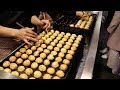 Japanese Street Food - AMAZING SKILLS TAKOYAKI Octopus balls Osaka Japan