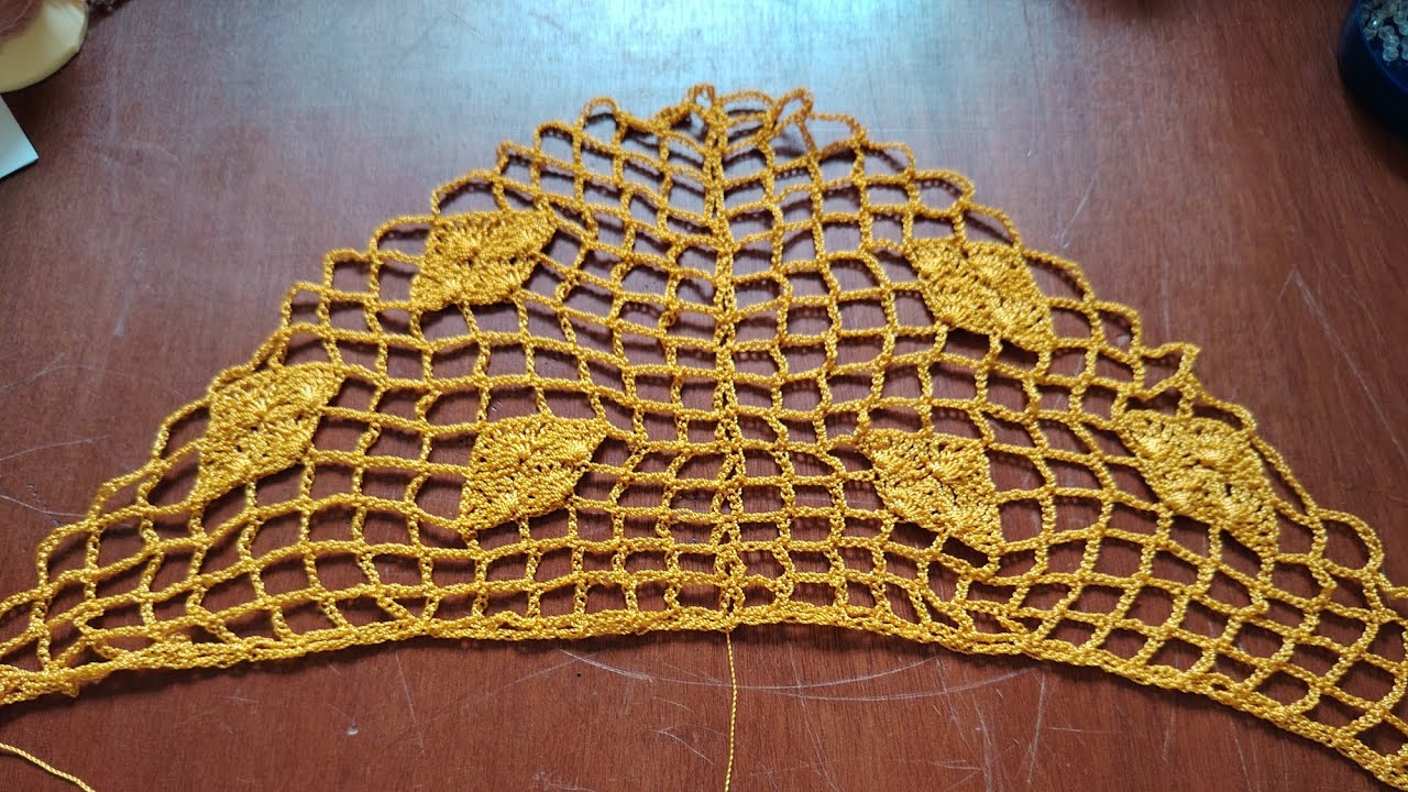 cómo hacer chalo veloa crochet , punto red con abanicos 